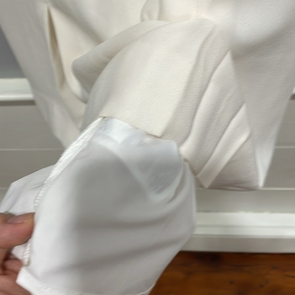 Banana Republic Embellished Fit & Flare Holiday Office Dress OFF WHITE - Picture 7 of 8